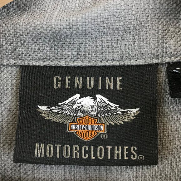 Harley-Davidson Men's Solid Grey Snap On Button woven shirt size M - Picture 3 of 9